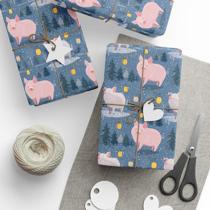 Pink Pigs Dance Through Snowfall