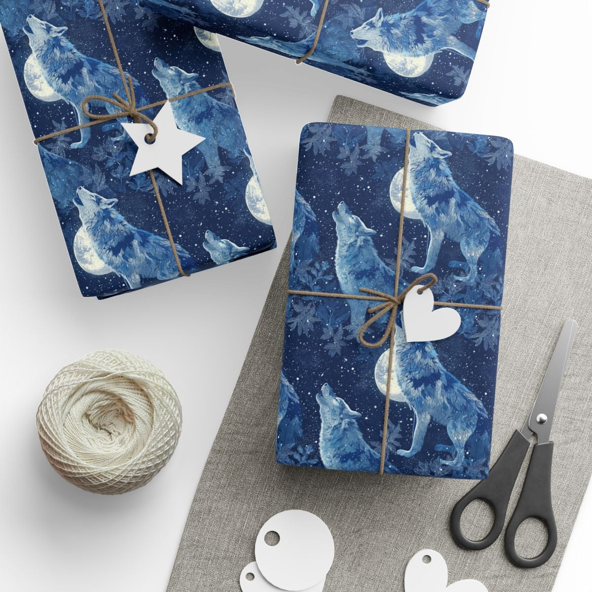 Lunar Howl Between Starlit Branches