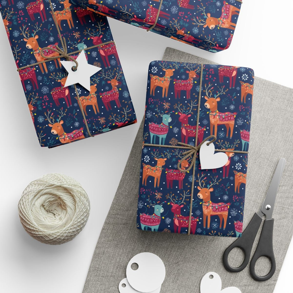 Festive Reindeer Dance Beneath Snowflakes