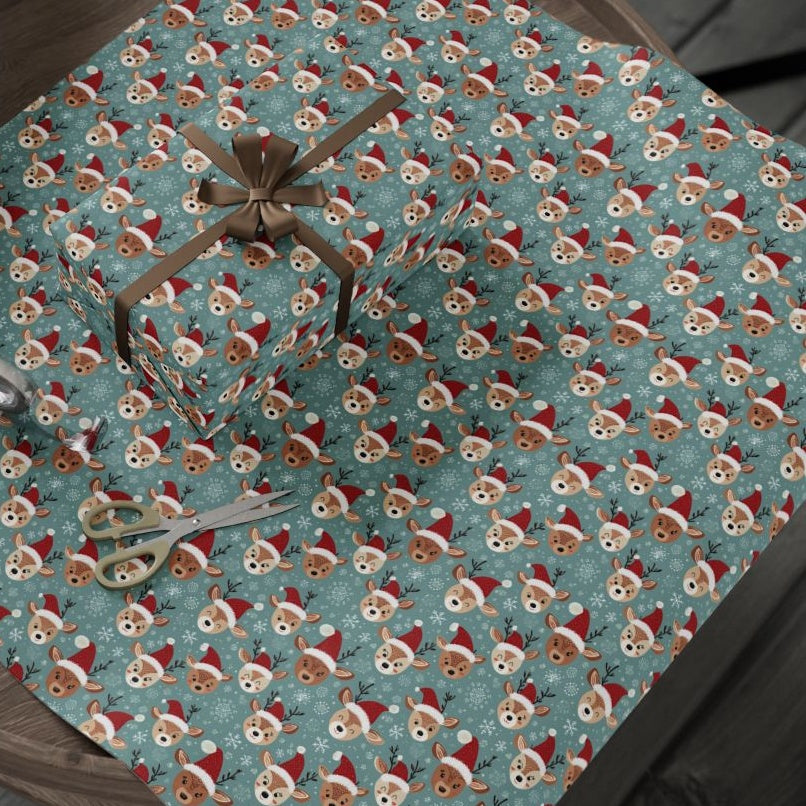 Festive Fawns Dancing Through Snowfall