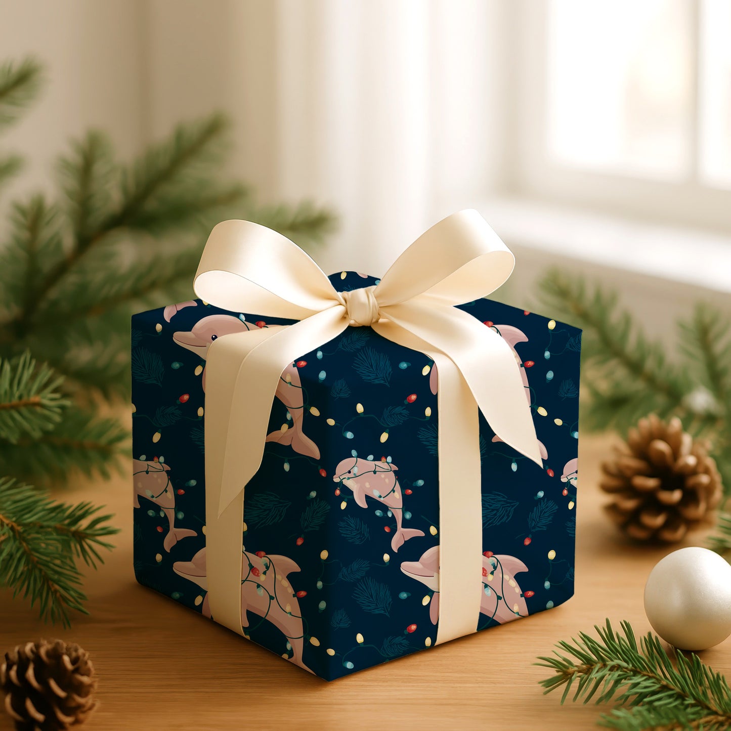 Dolphins Dance Through Holiday Lights