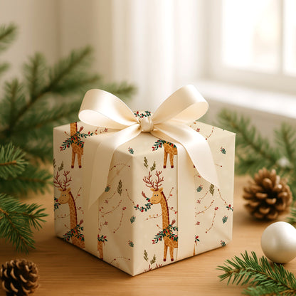 Festive Giraffe Wears Winter's Garland