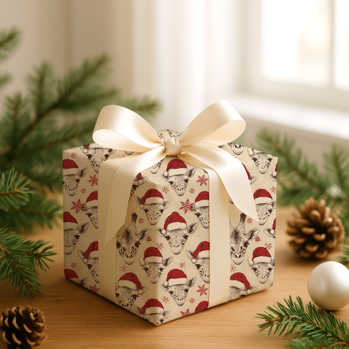 Festive Giraffes Celebrate Winter's Joy