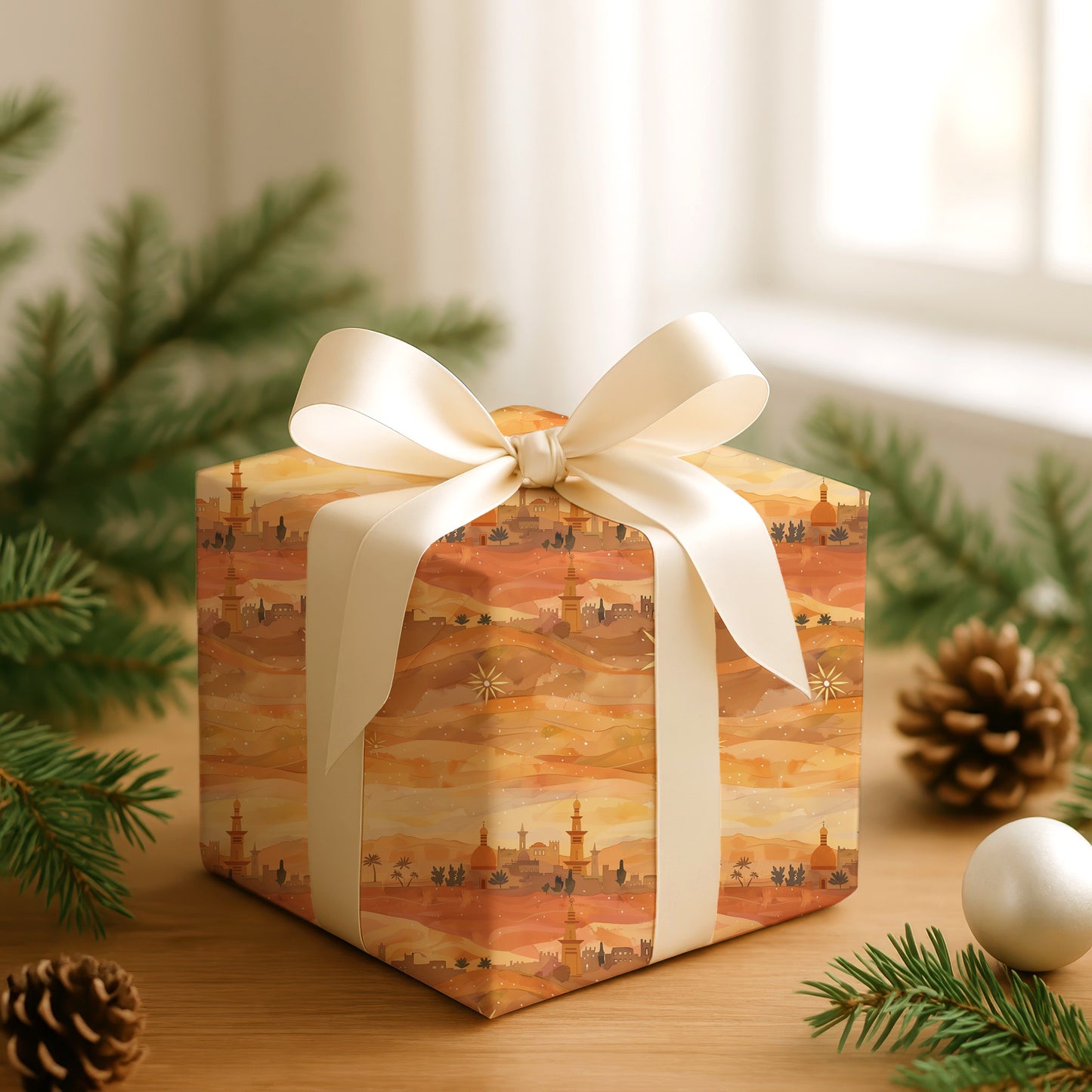 Saffron Skies Over Ancient Lands