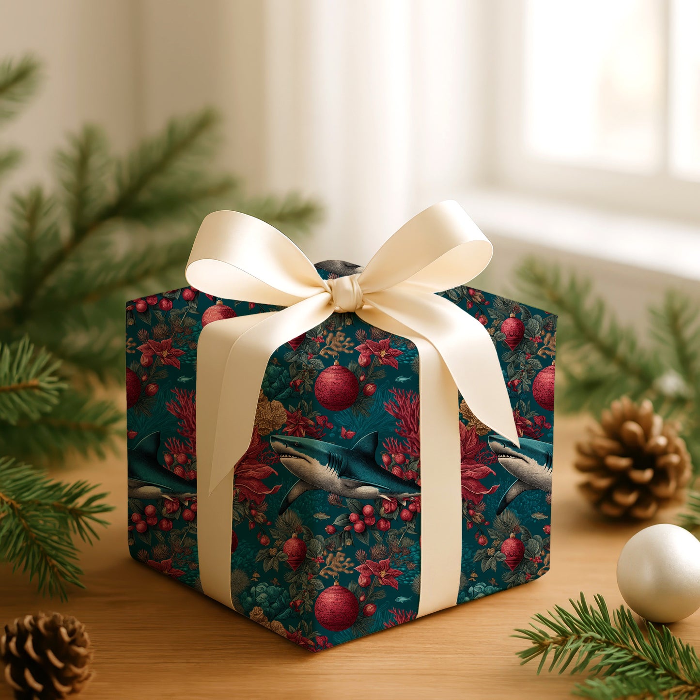 Crimson Ornaments Swim Beneath Waves