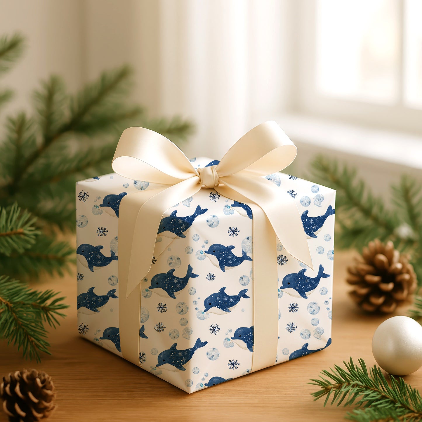 Dolphins Dancing Through Frozen Skies