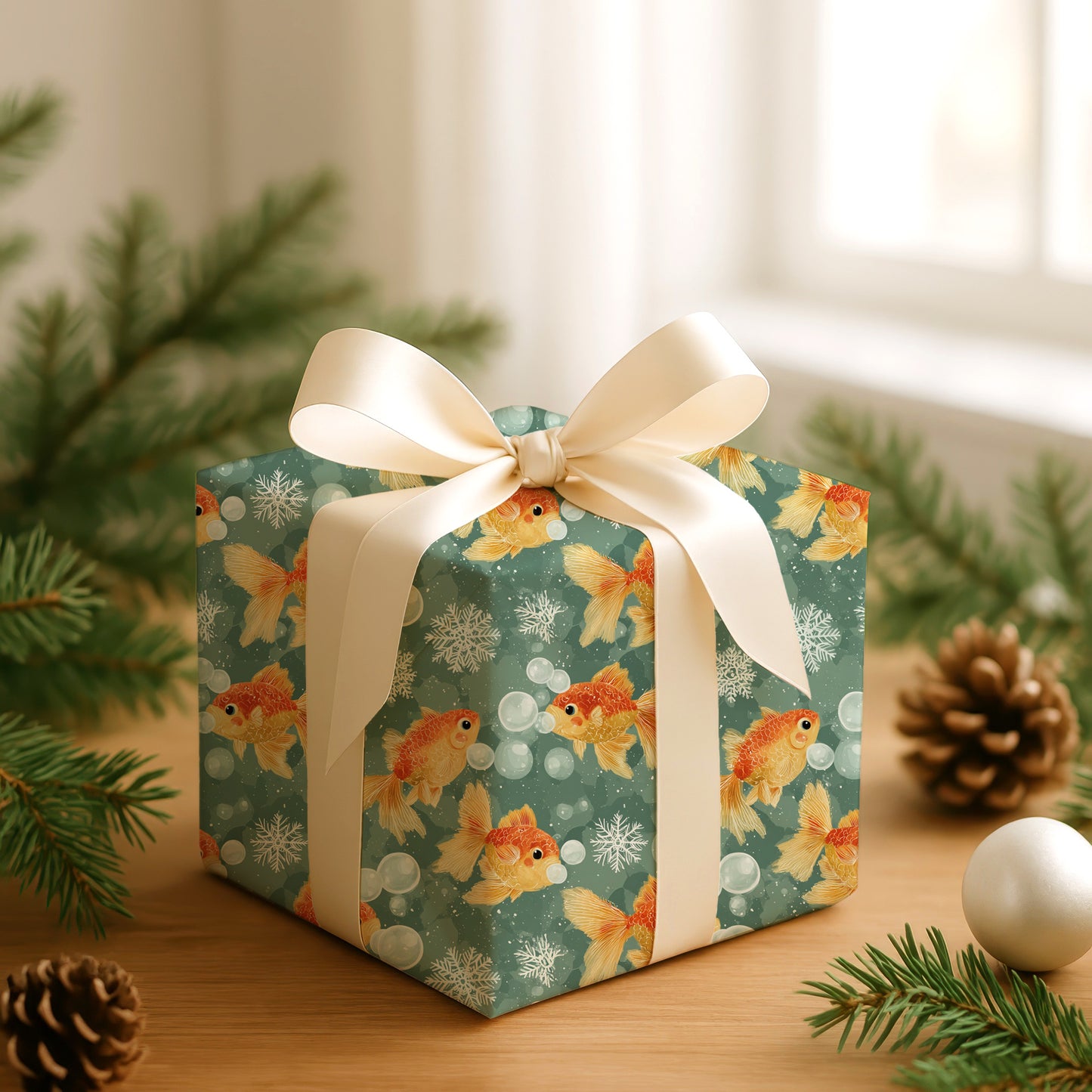 Ethereal Koi Glide Through Wintry Bubbles