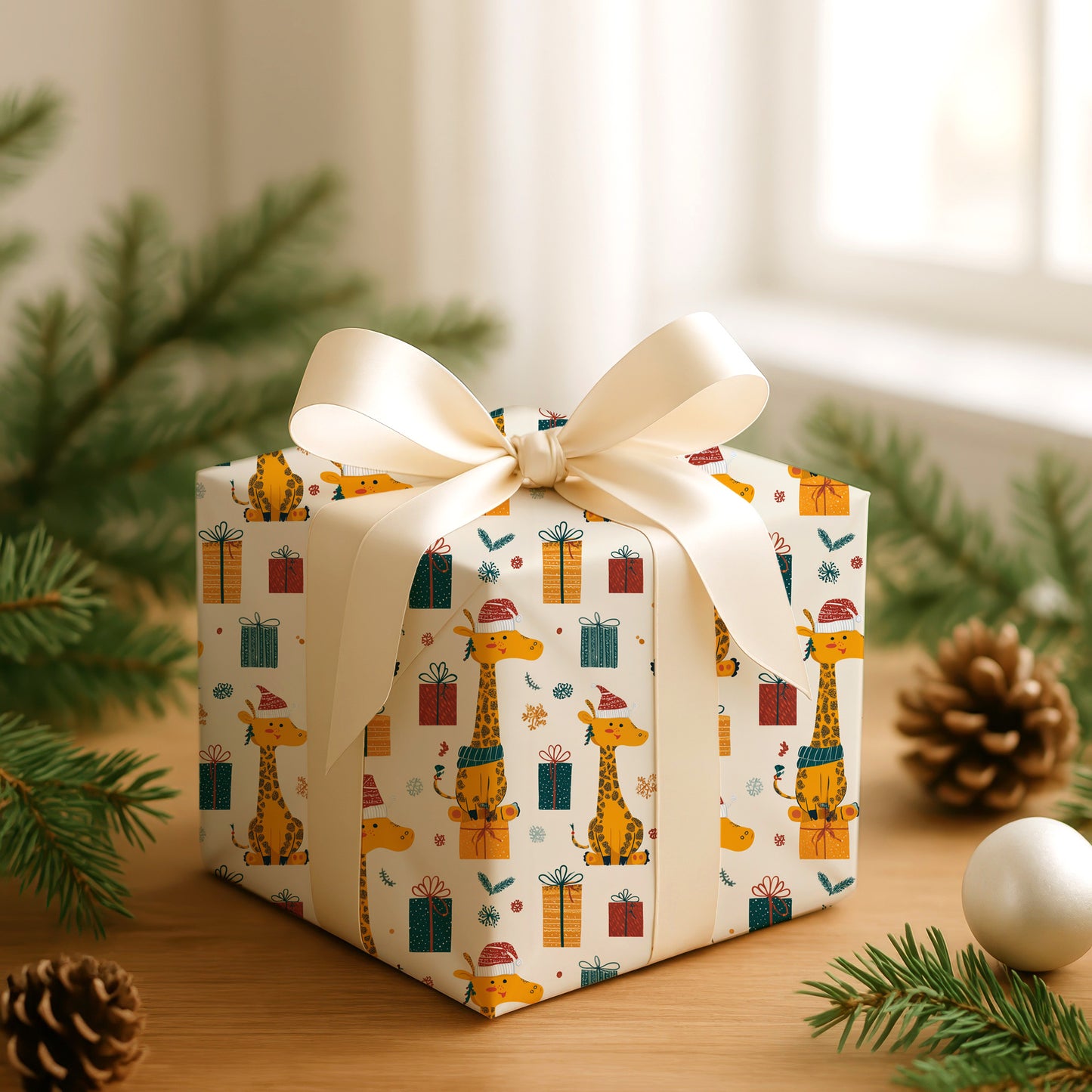 Giraffes Unwrap Holiday Cheer
