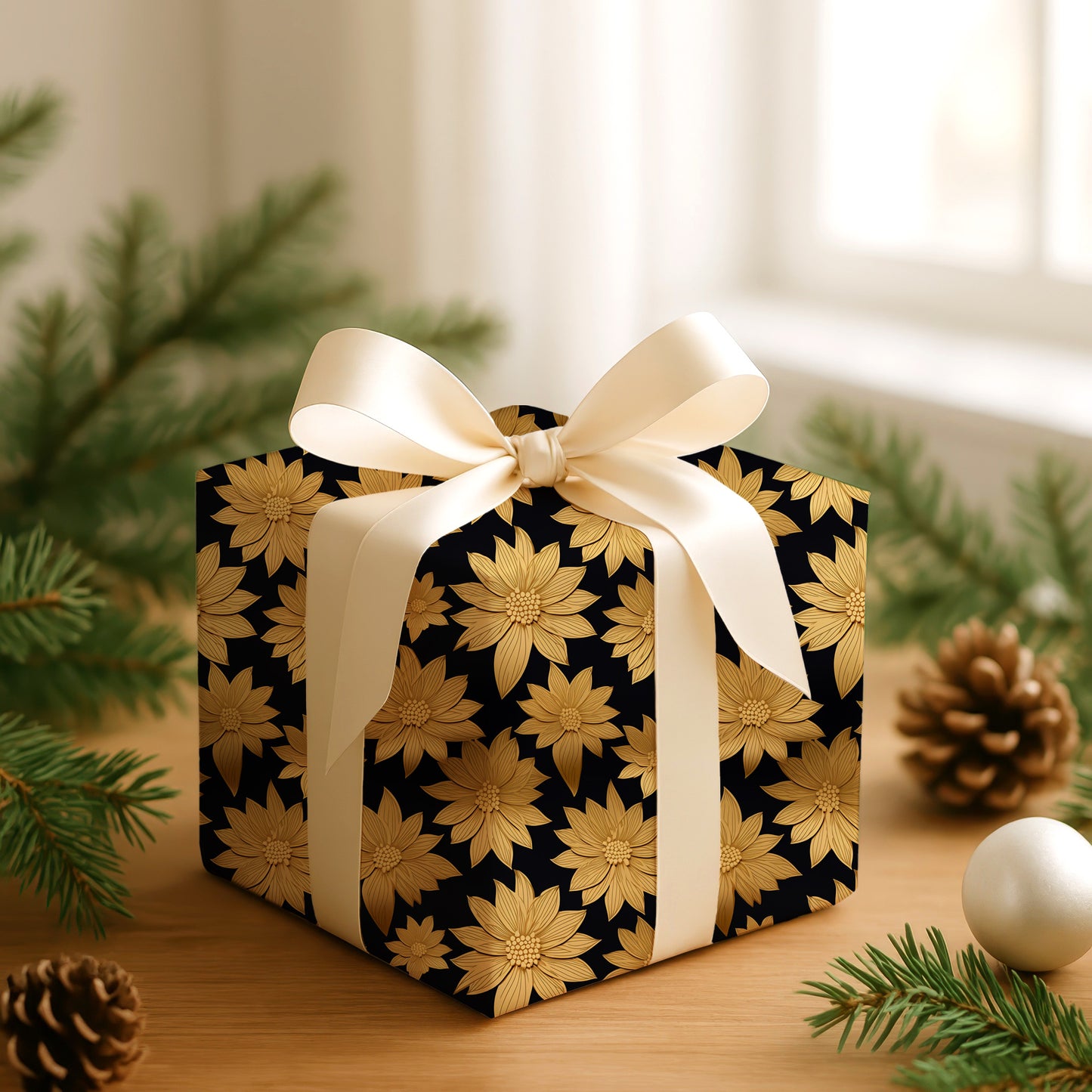 Golden Blooms Trace Midnight's Canvas