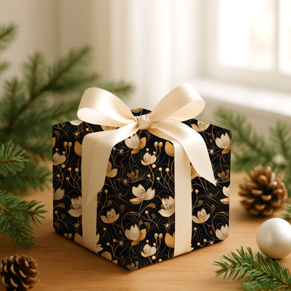 Midnight Blossoms Dancing Gold