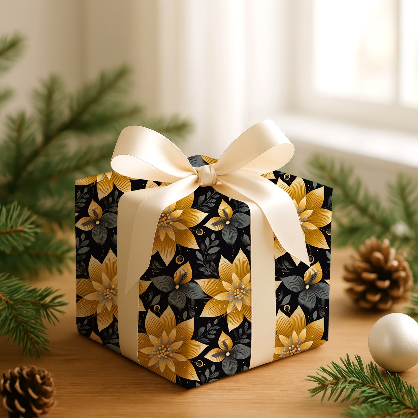 Golden Blooms Dancing Midnight Shadows