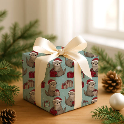 Otters Wrap Gifts With Joy