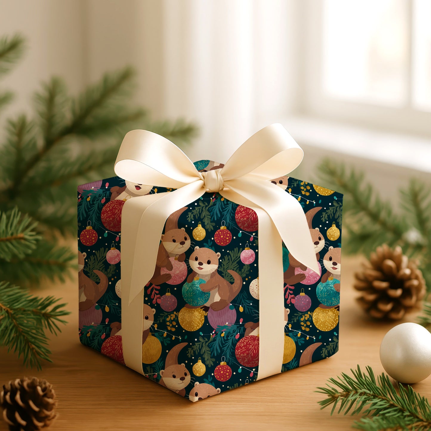 Playful Otters Deck Holiday Halls