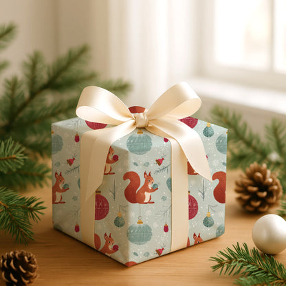 Festive Squirrels Dance Between Snowflakes