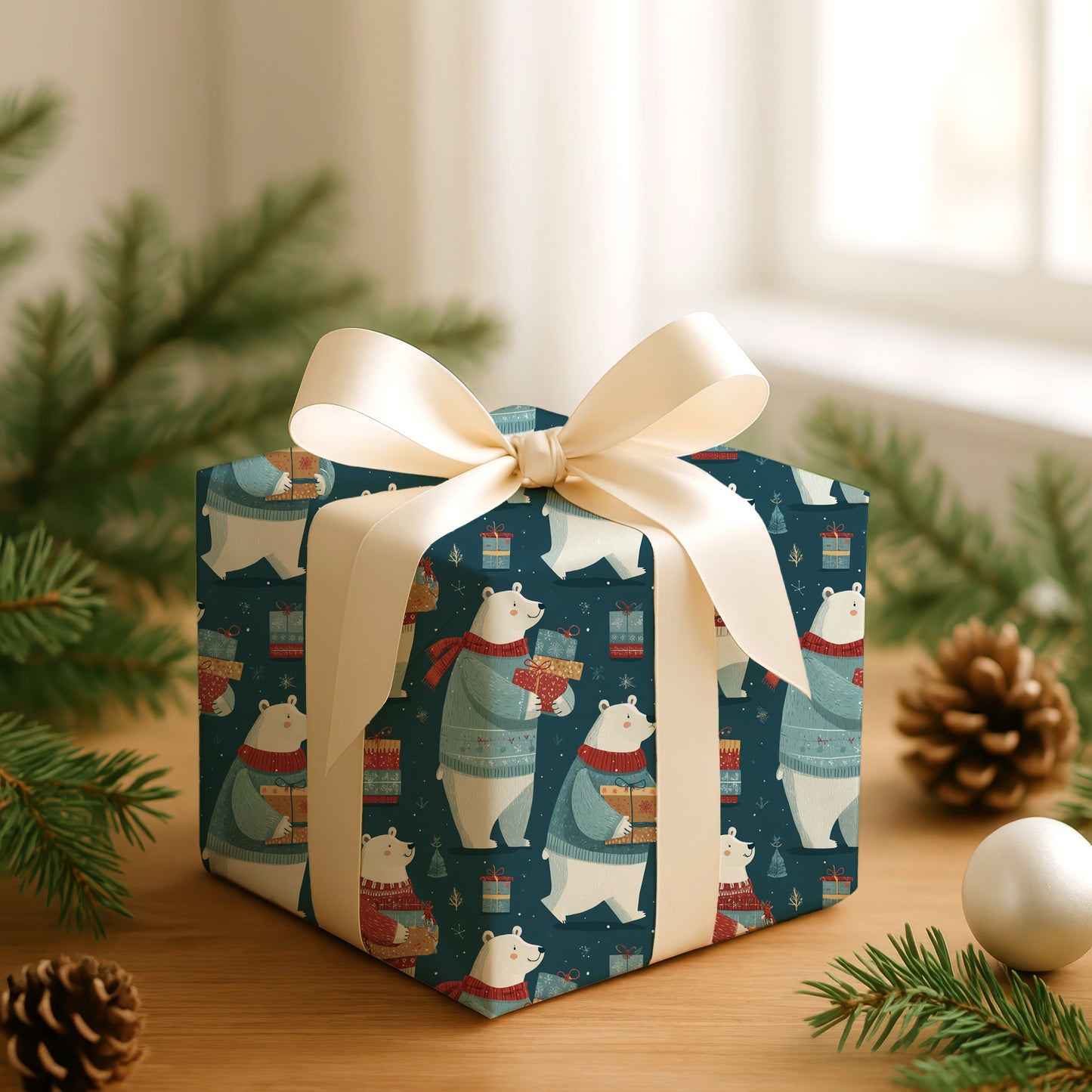Polar Bears Wrap Gifts With Joy