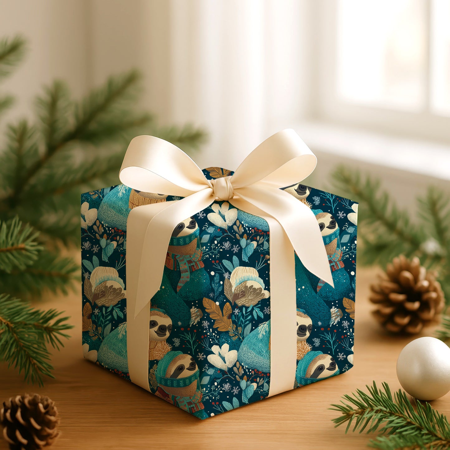 Sloths Cozy In Winter's Soft Embrace