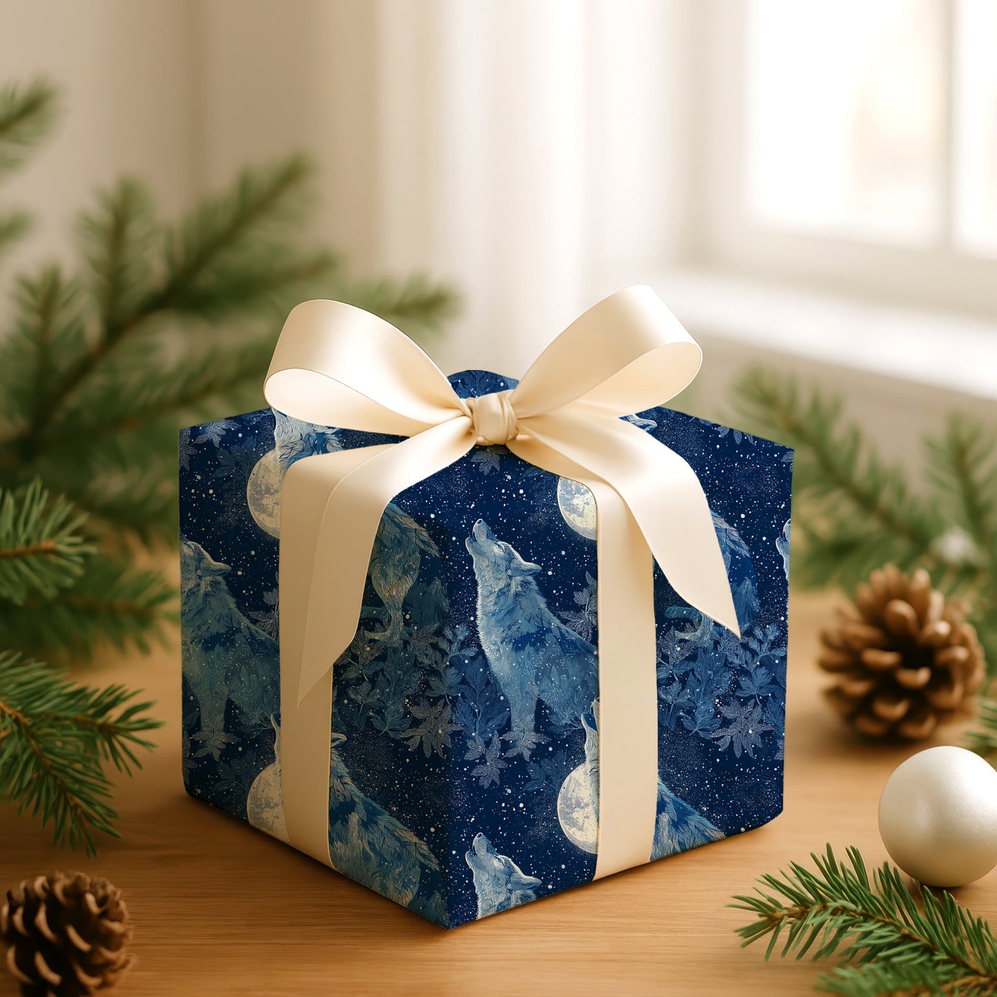 Lunar Howl Between Starlit Branches