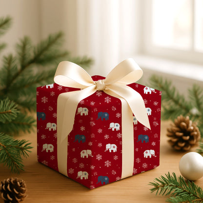 Elephants Dance Through Winter's Red