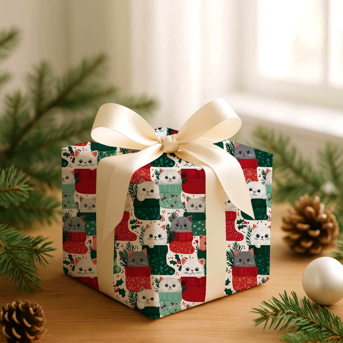 Cozy Cats Tucked In Holiday Socks