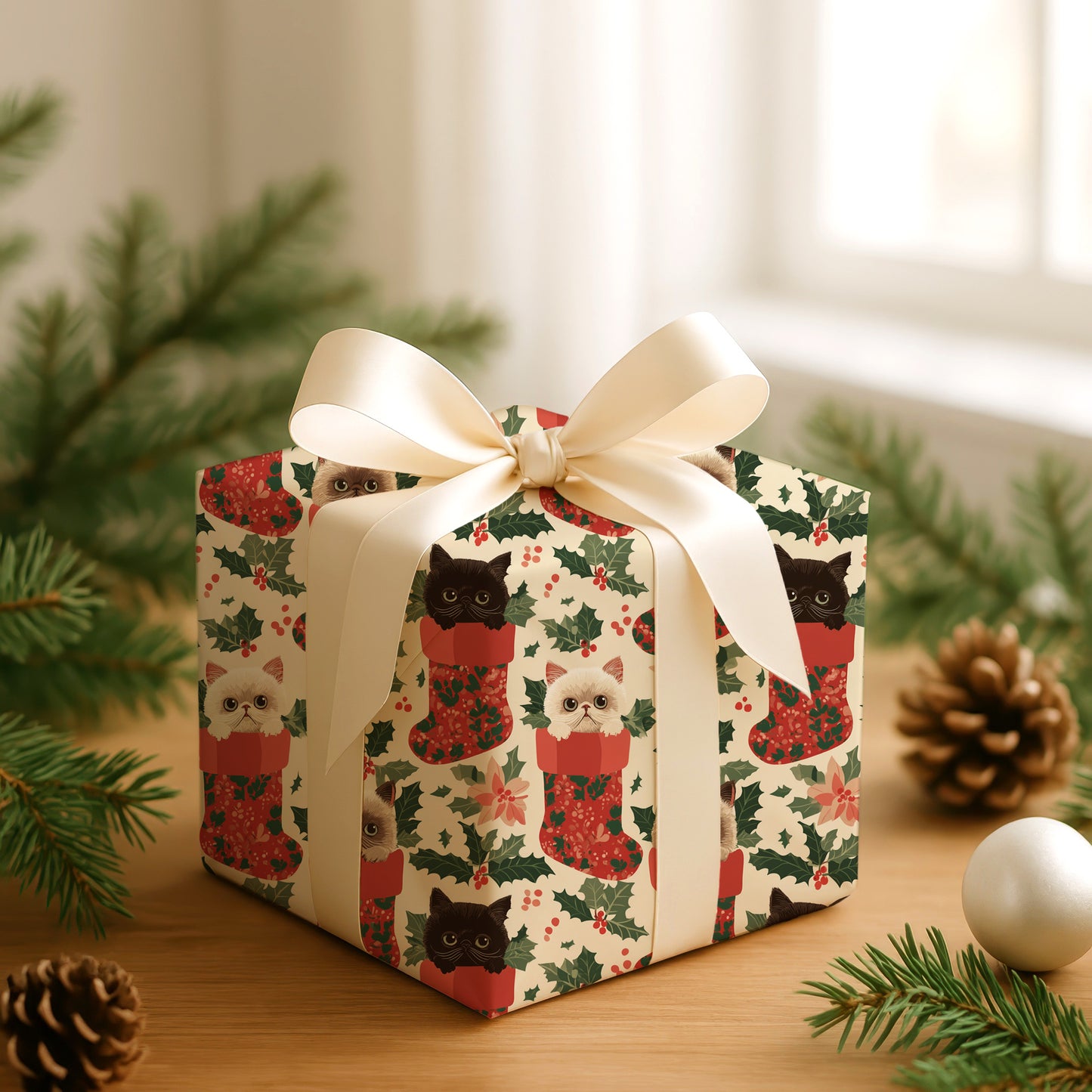 Festive Felines Peek From Stockings