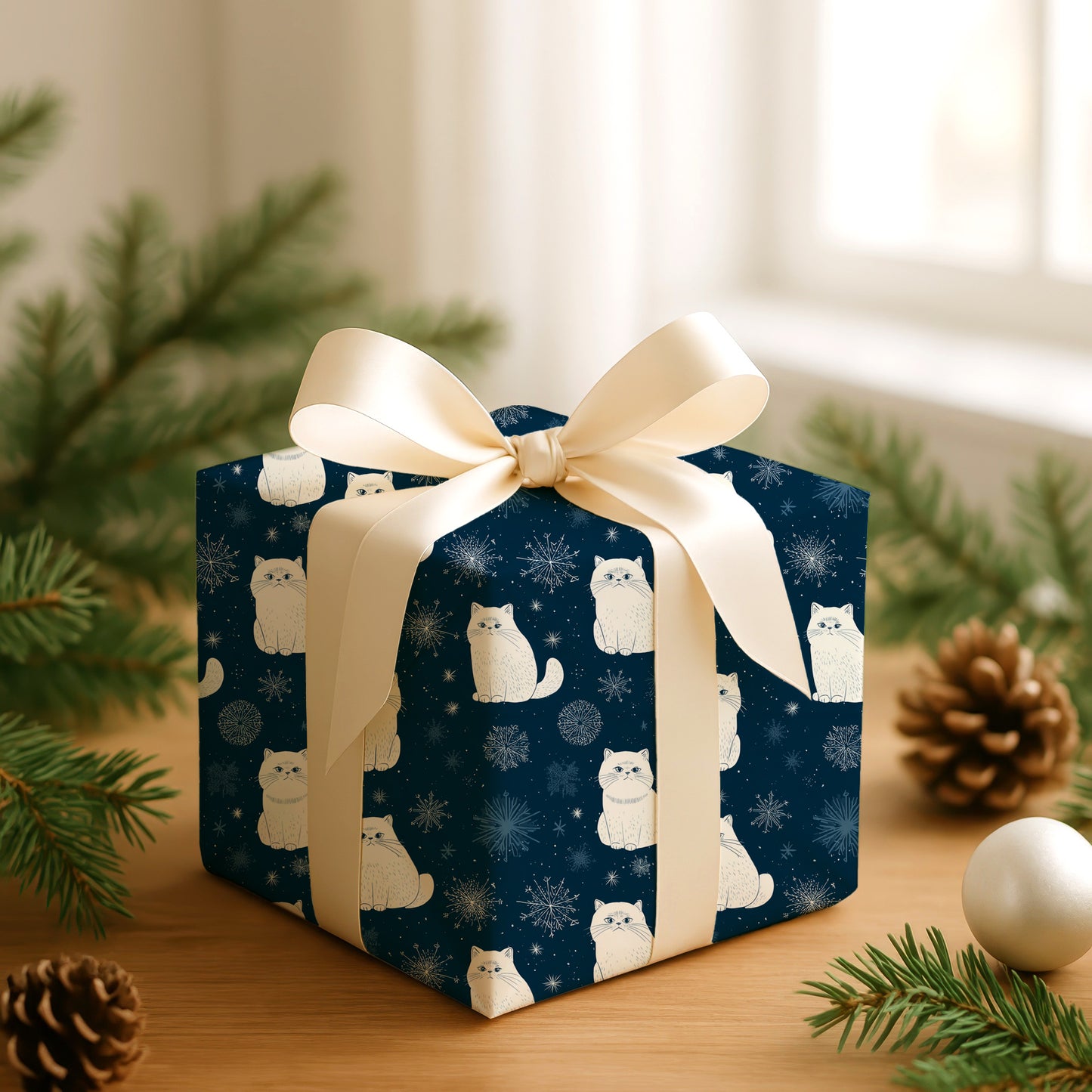 Snowflakes Dancing With Chubby Cats