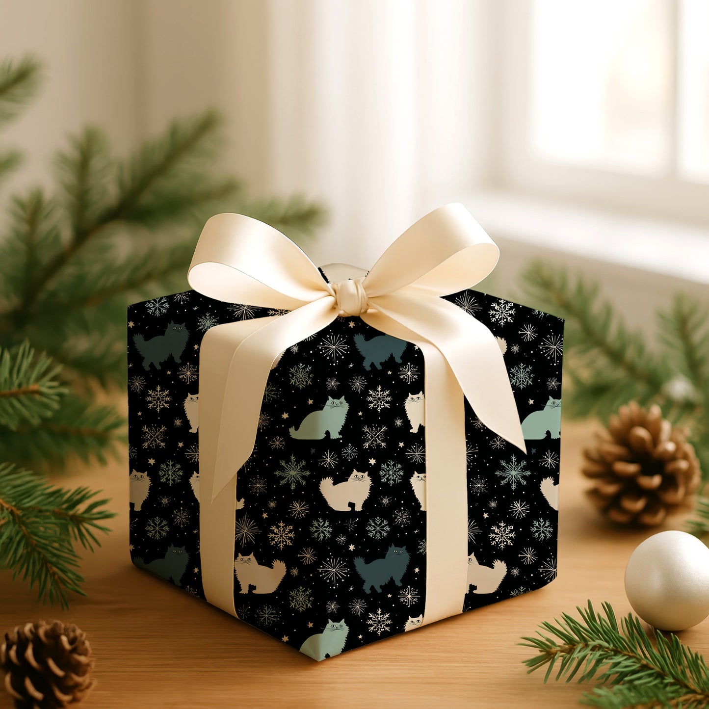 Midnight Cats Dancing Through Snowlight