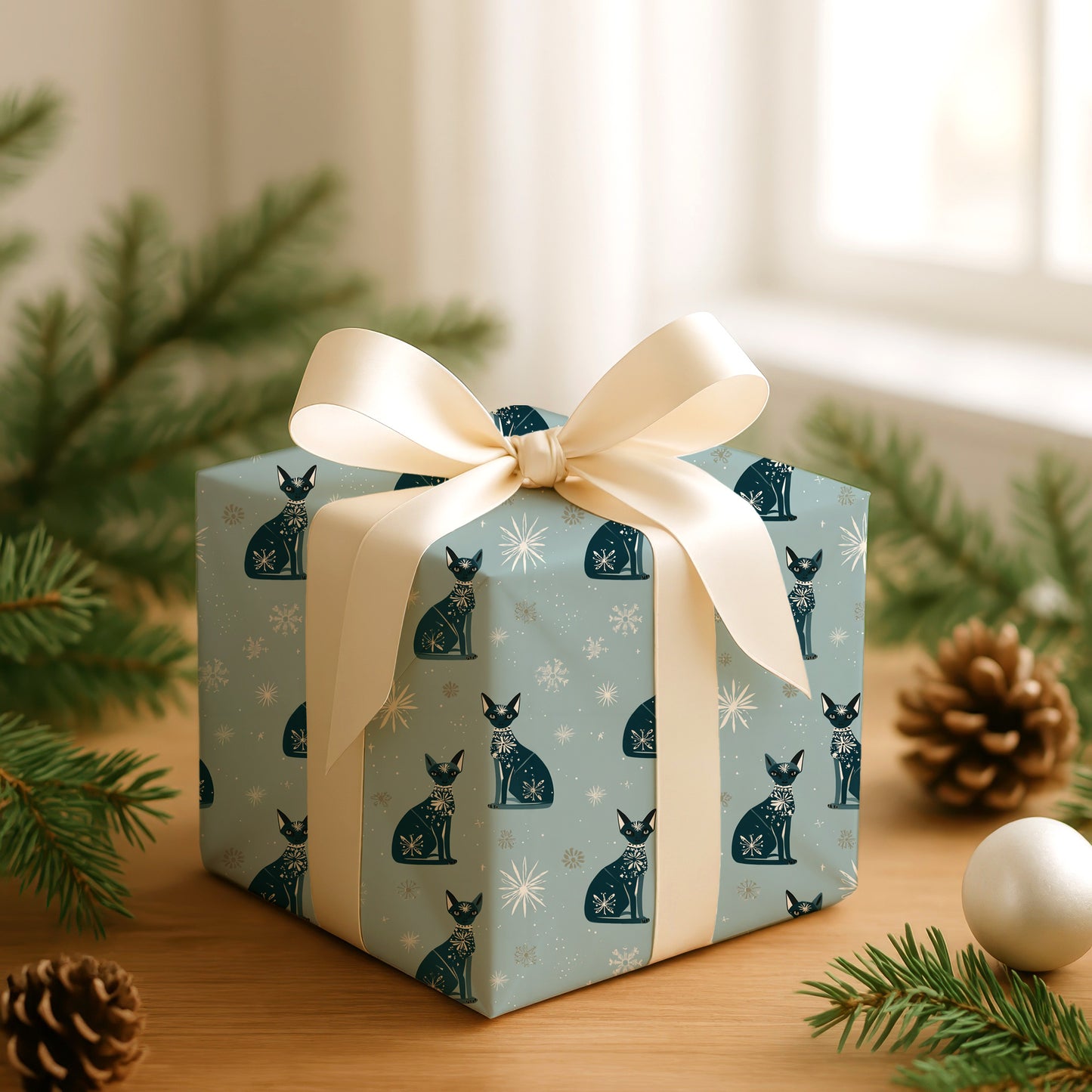 Winter Cats Dance Between Snowflakes