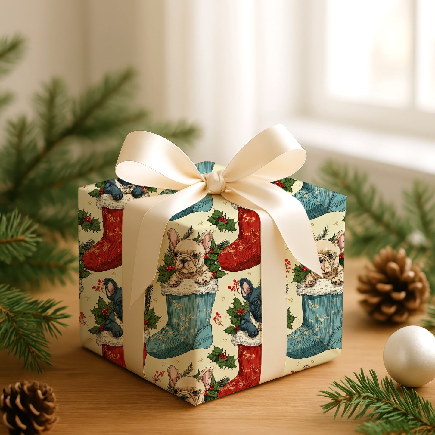 Mischievous Bulldogs in Holiday Stockings