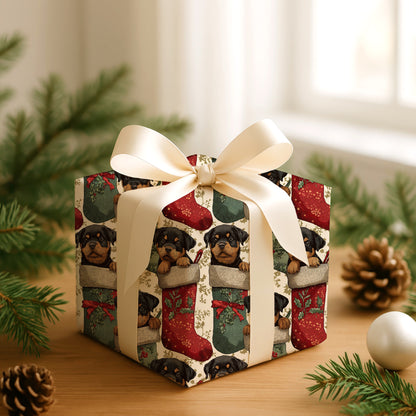 Joyful Rottweiler Pups in Cozy Stockings
