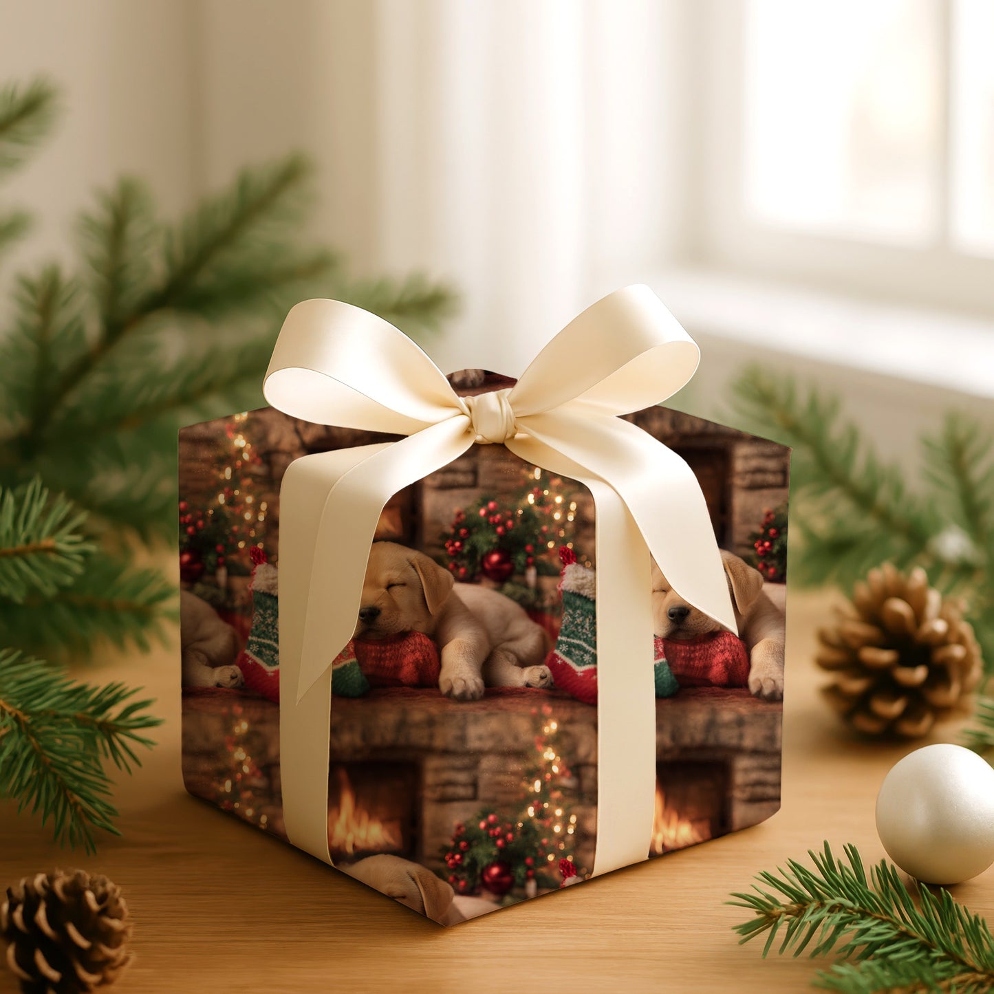 Cozy Paws Beside Christmas Flames