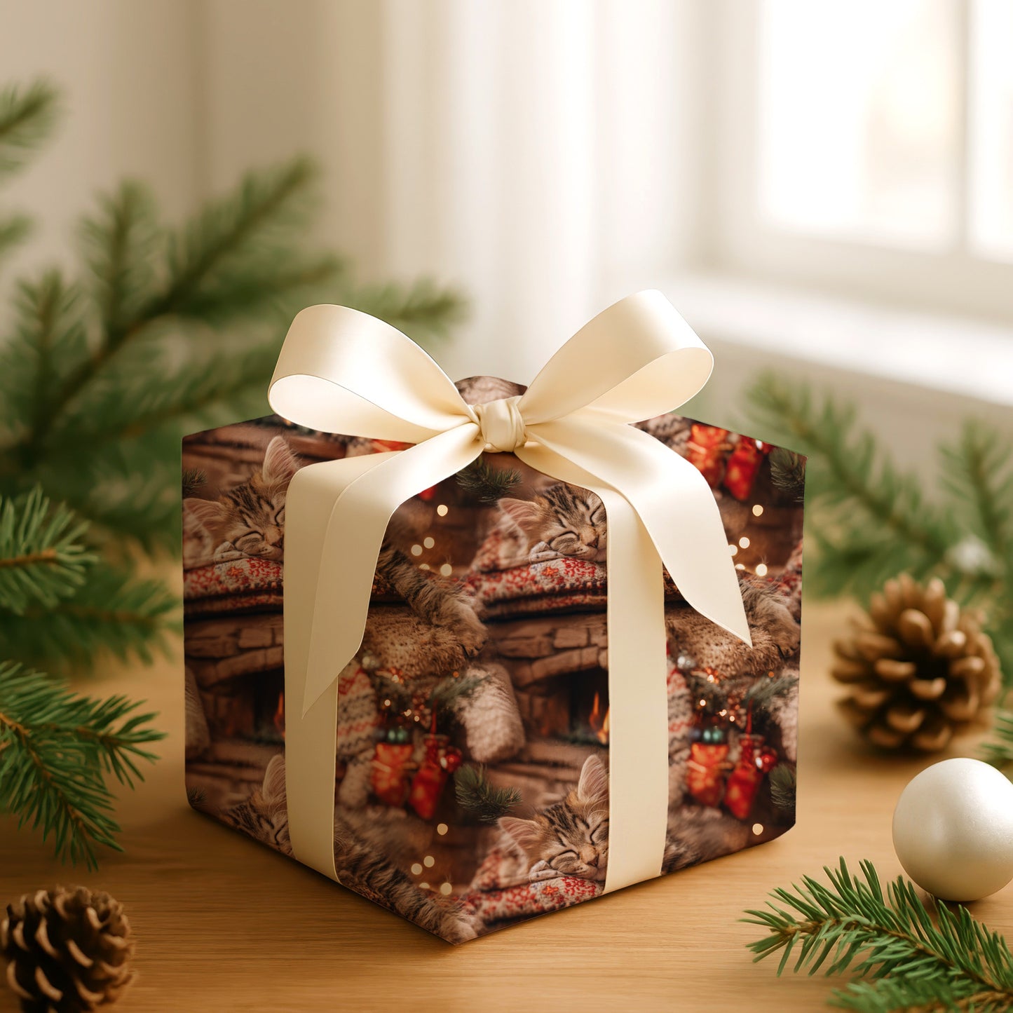 Soft Paws Meet Firelight's Glow