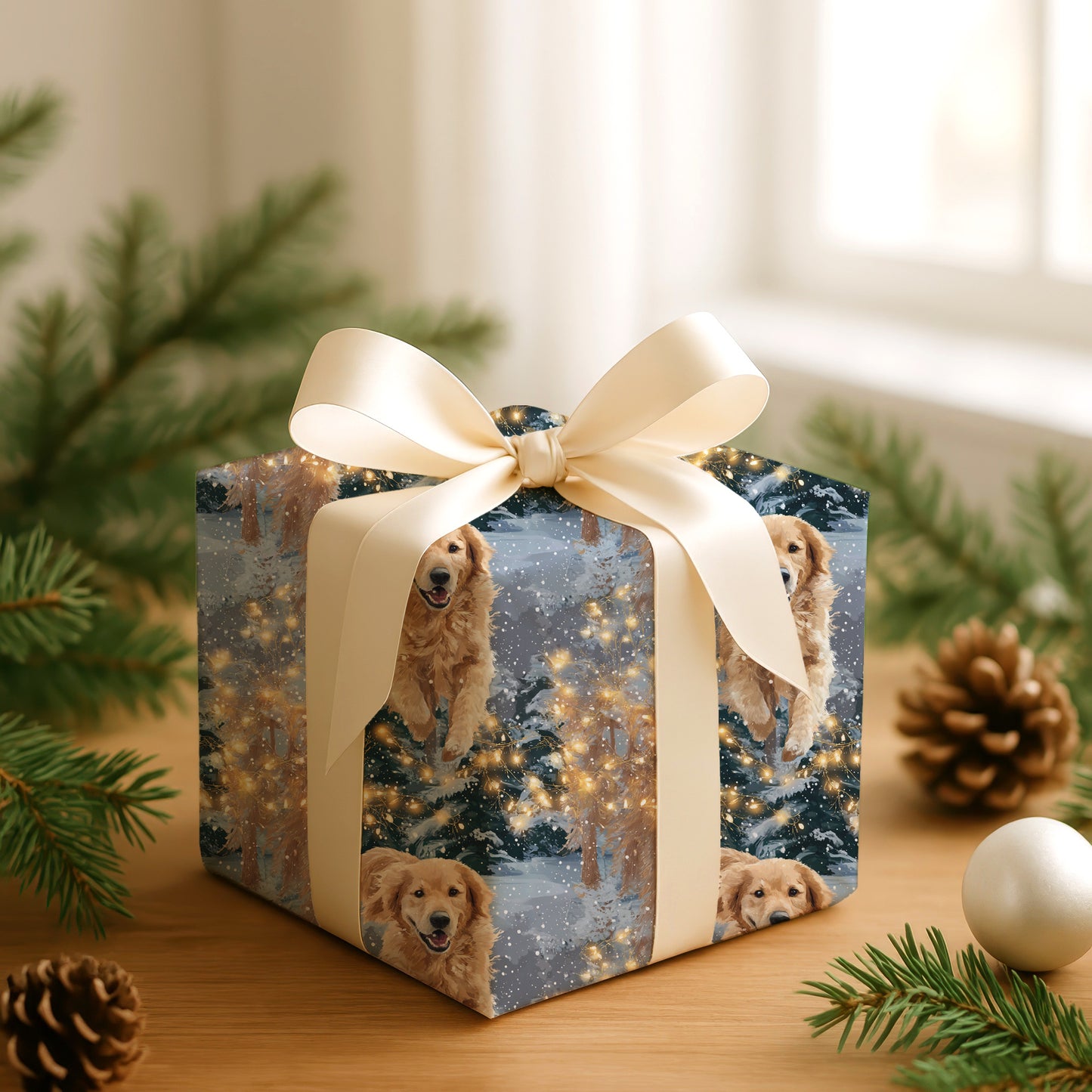 Golden Joy Sparkles Through Snowfall