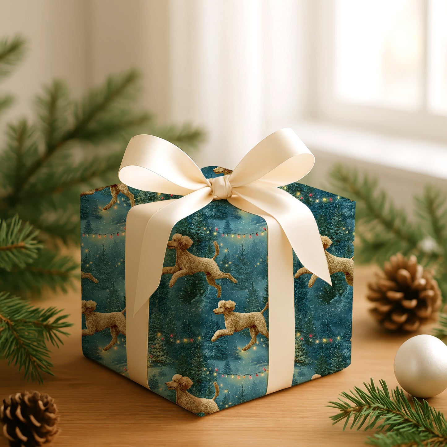 Festive Paws Dancing Through Snowfall