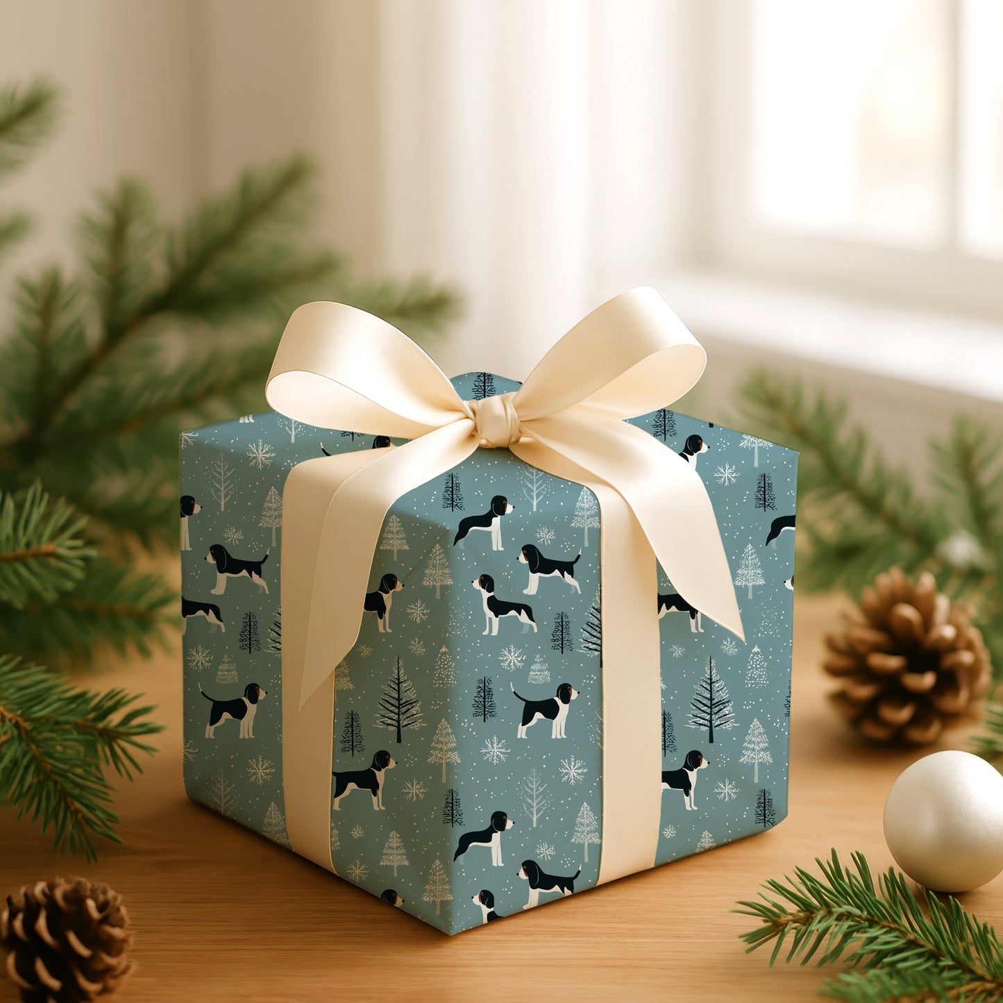 Winter Hounds Patrol Snowfall Skies