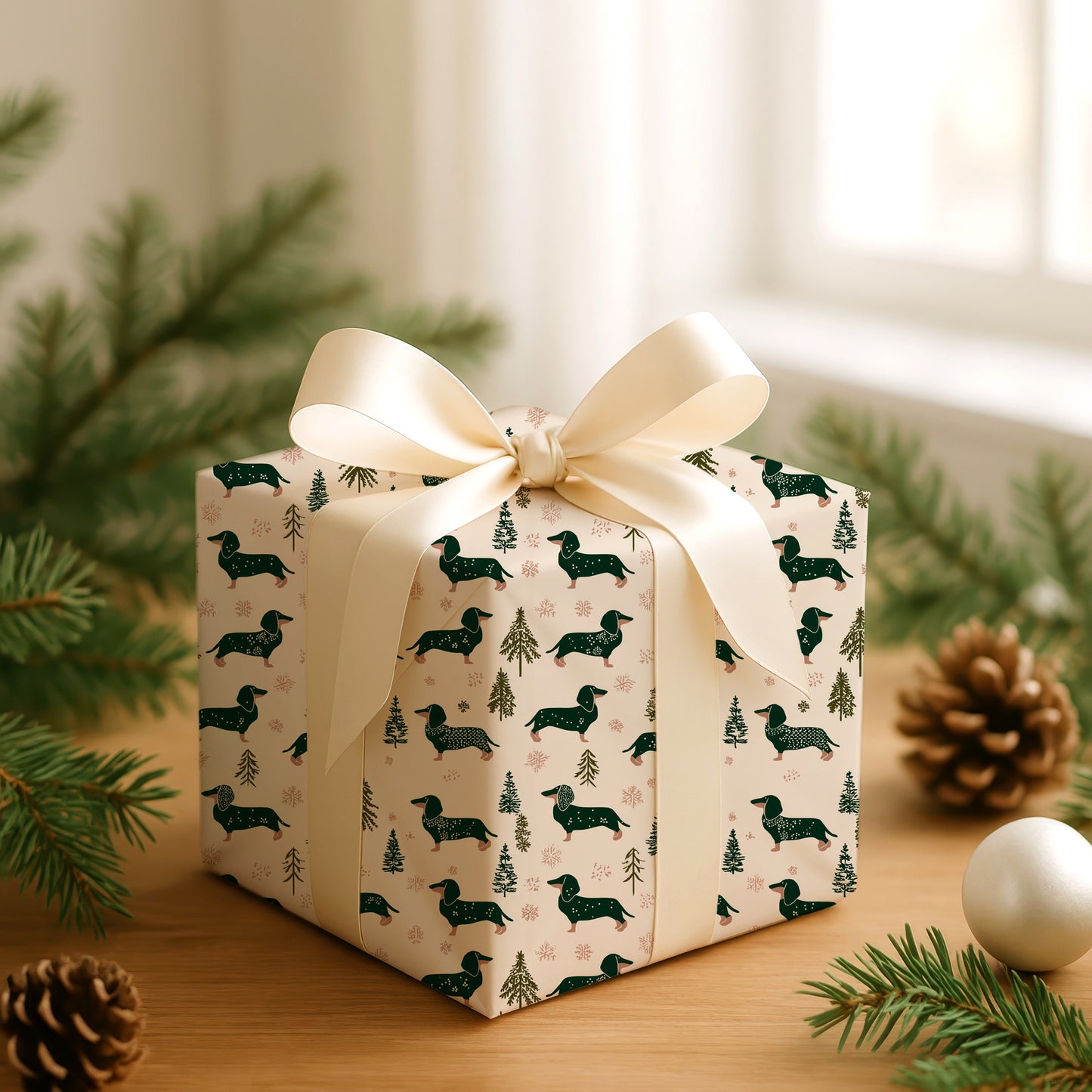 Dachshunds Dance Through Winter Pines