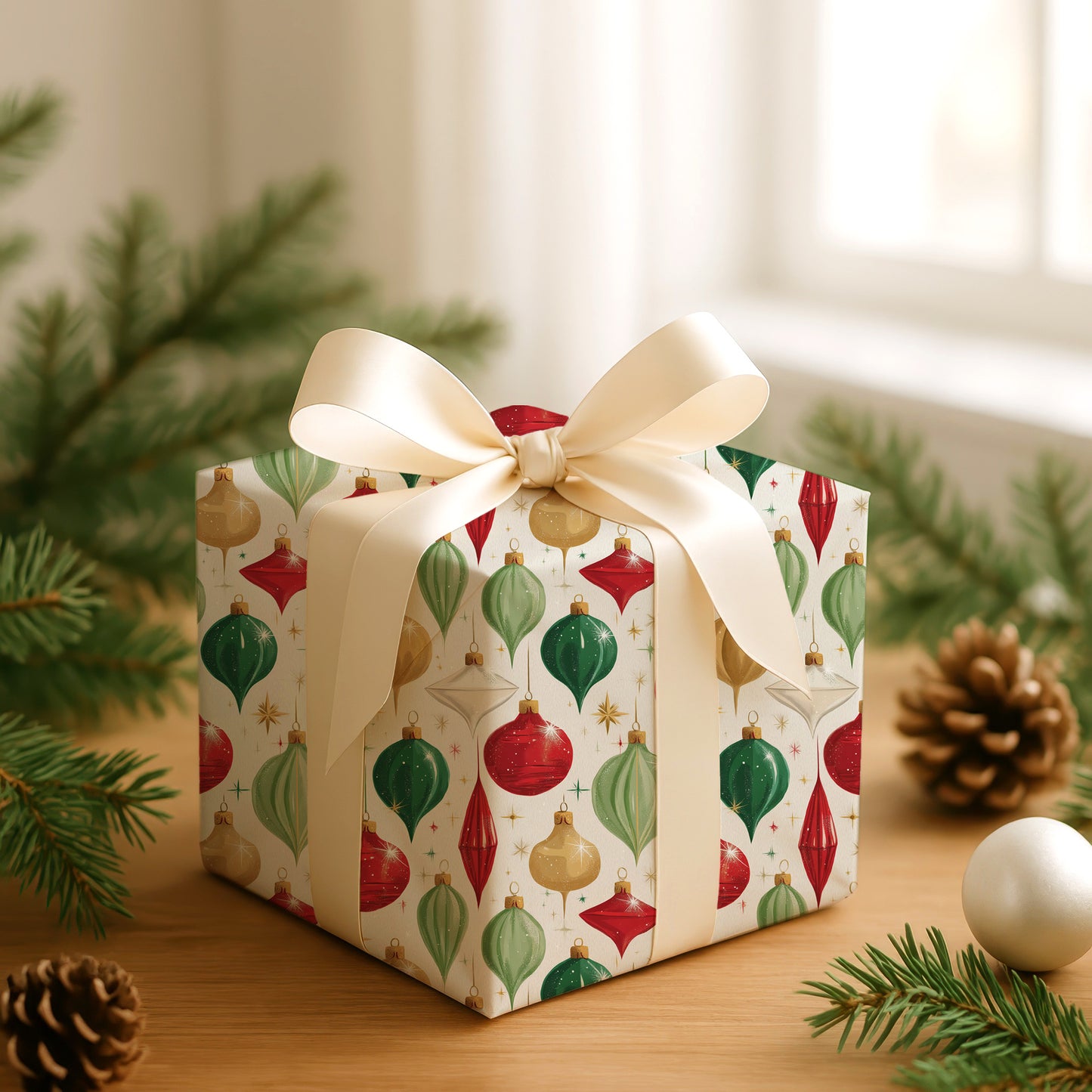 Festive Ornaments Dancing Through Starlight