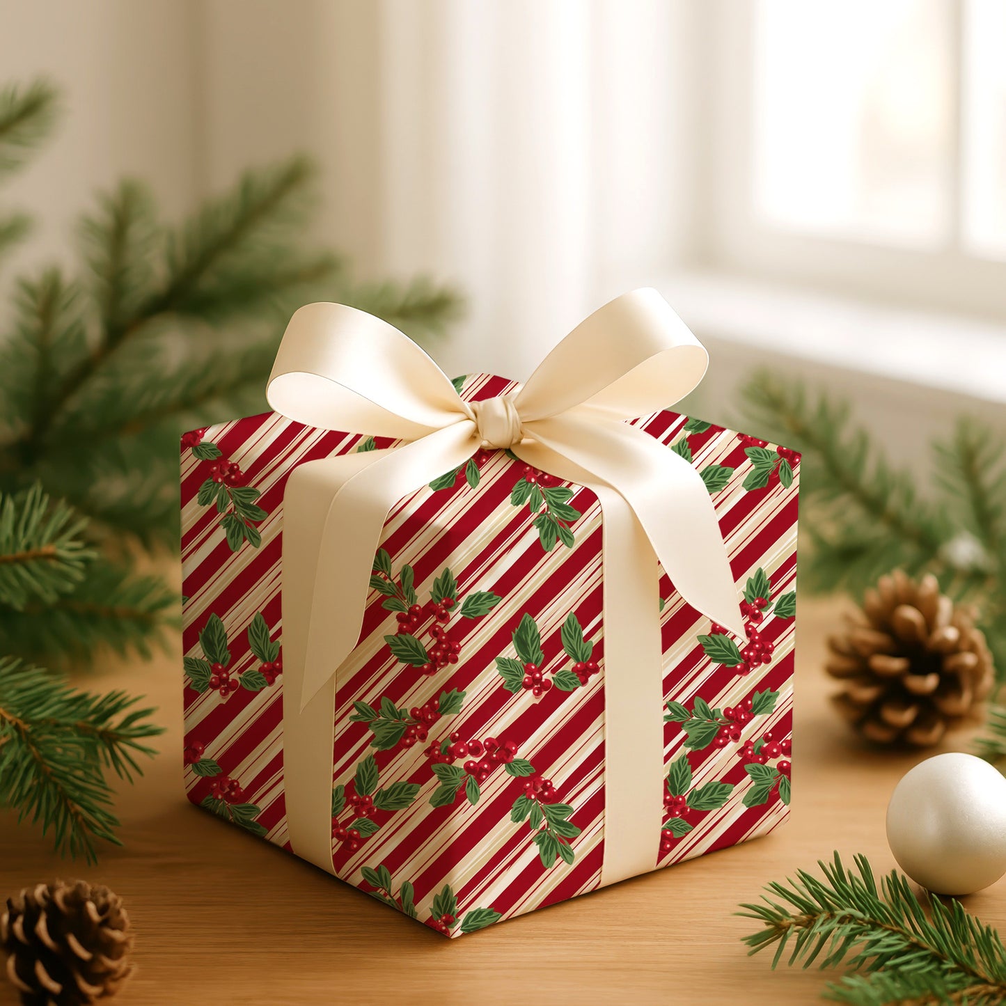 Holiday Berries and Ribbons Twirl