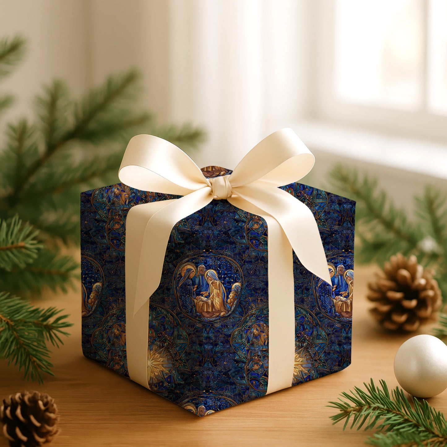 Celestial Nativity In Stained Glass