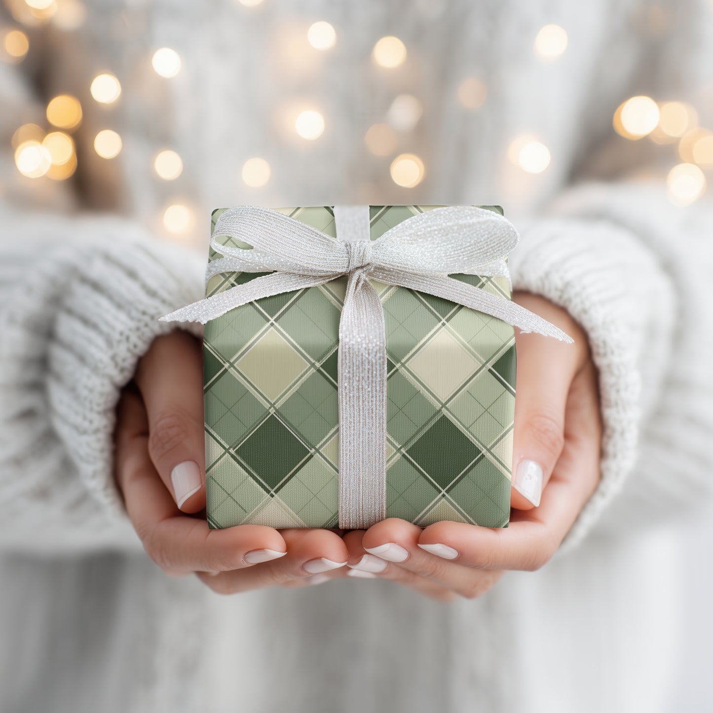 Sage Diamonds Dance Across Fabric