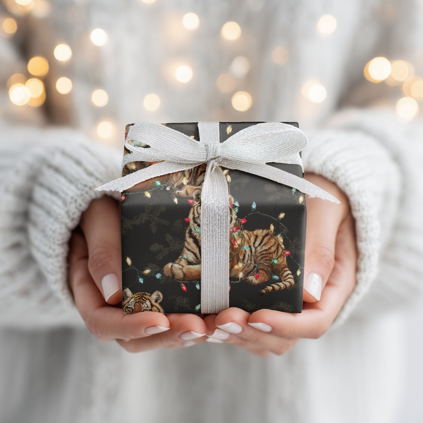 Tigers Tangle In Festive Lights