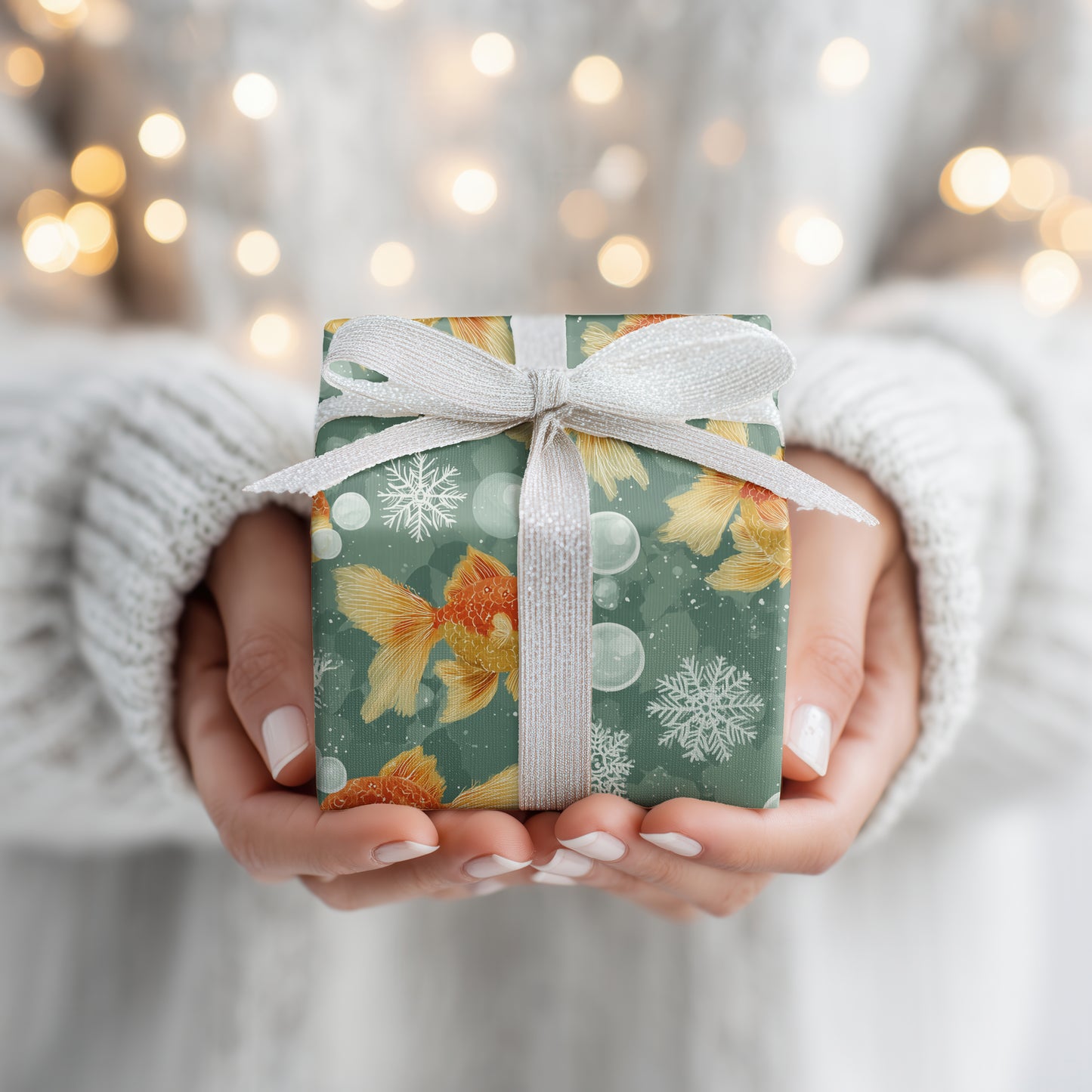 Ethereal Koi Glide Through Wintry Bubbles