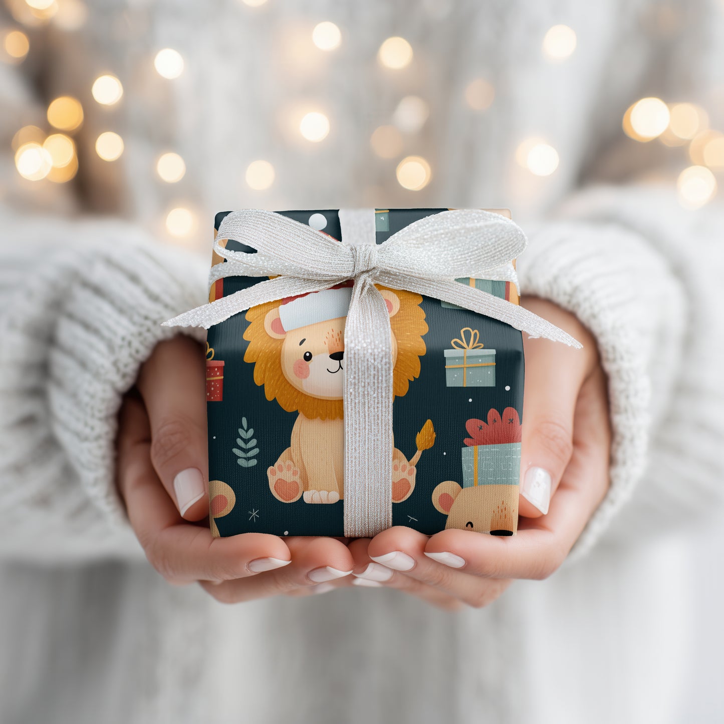 Festive Lion Unwraps Holiday Cheer