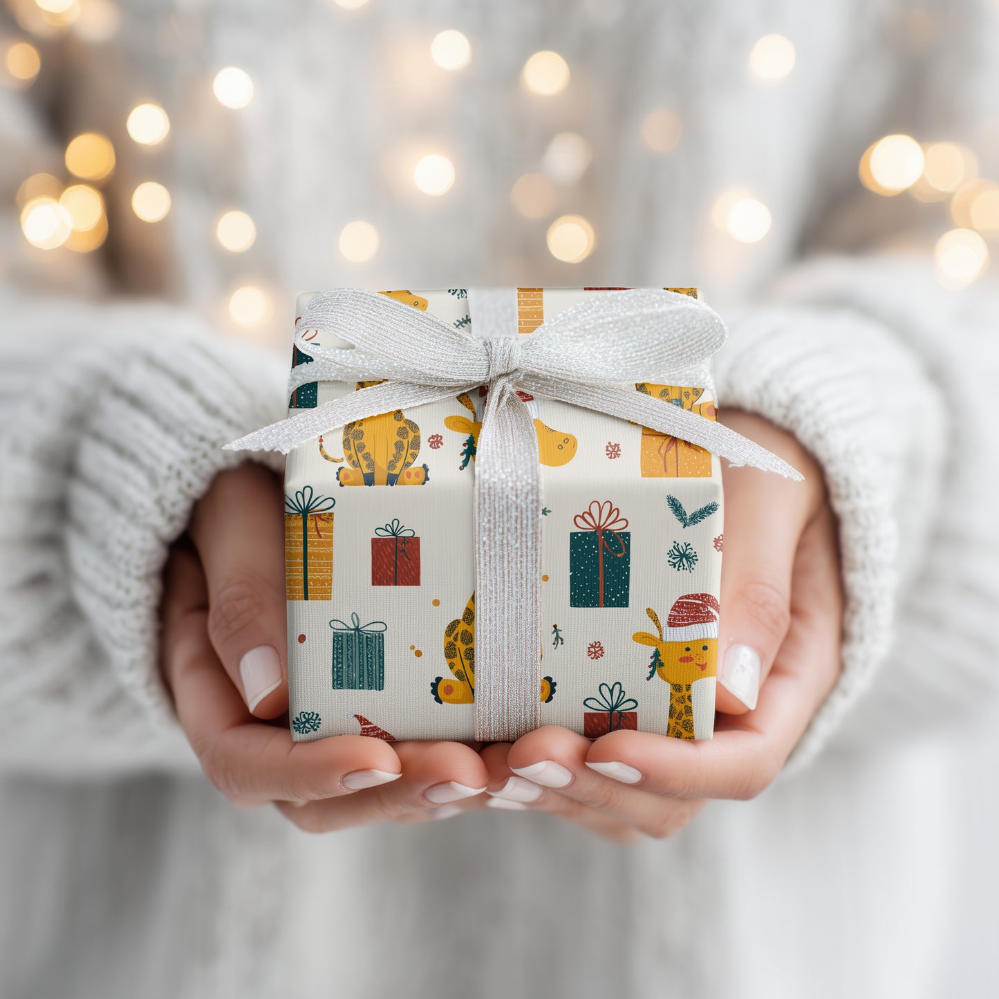 Giraffes Unwrap Holiday Cheer