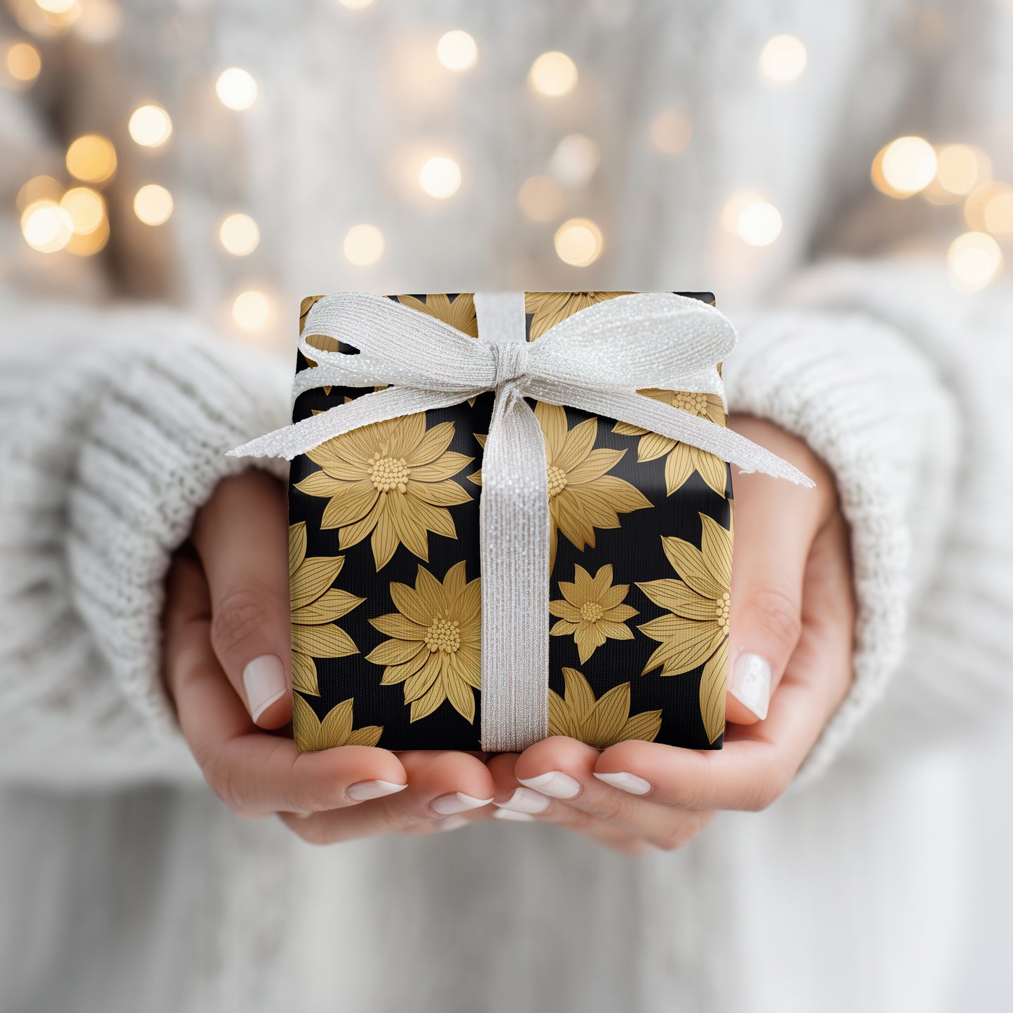 Golden Blooms Trace Midnight's Canvas