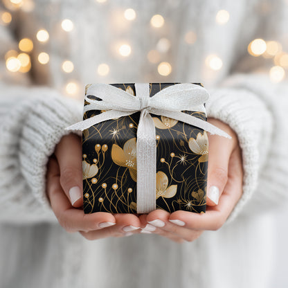 Midnight Blossoms Dancing Gold