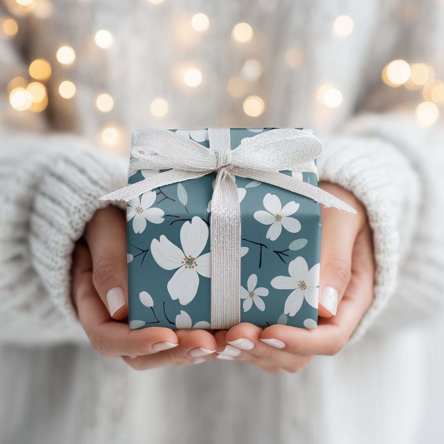 Blossoms Dancing On Teal Winds