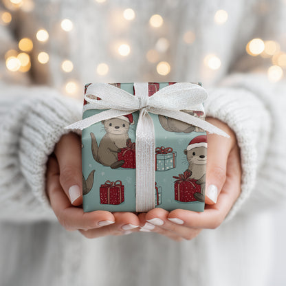 Otters Wrap Gifts With Joy