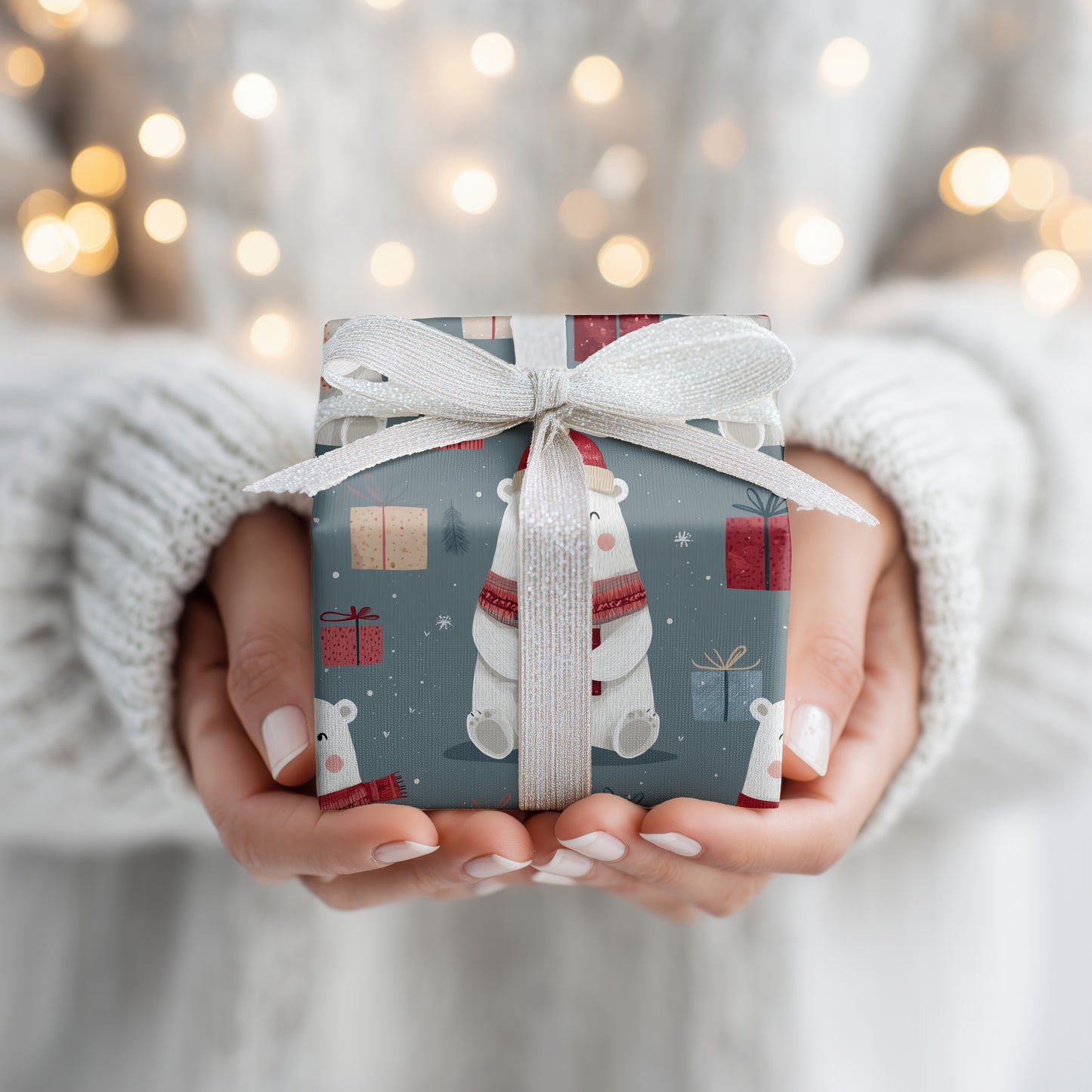 Polar Bear Wraps Winter's Gift