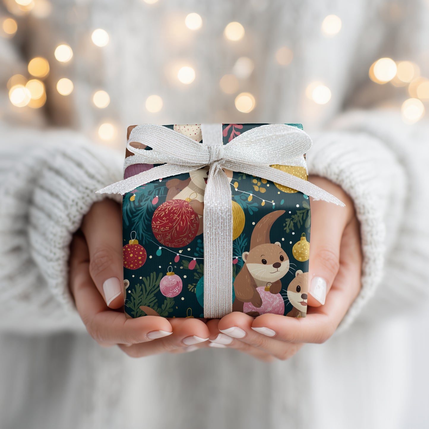 Playful Otters Deck Holiday Halls