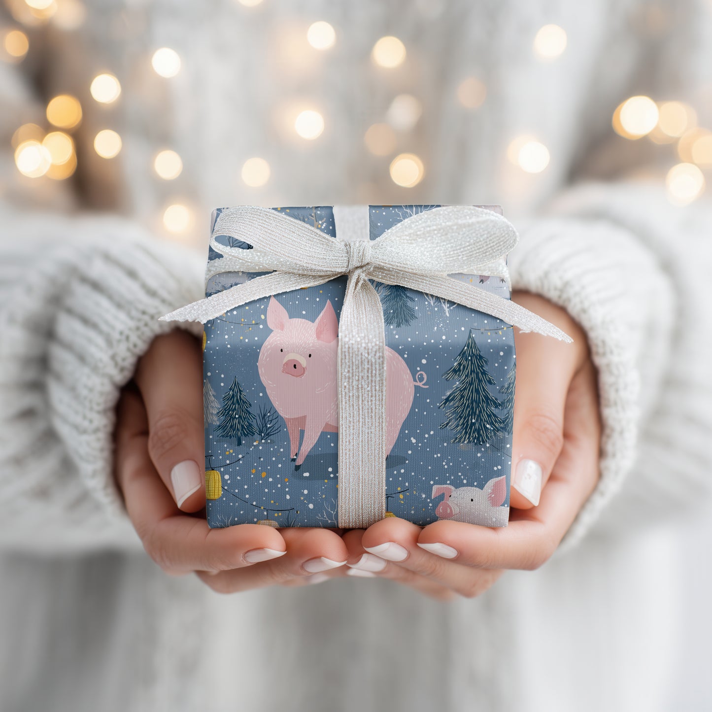 Pink Pigs Dance Through Snowfall